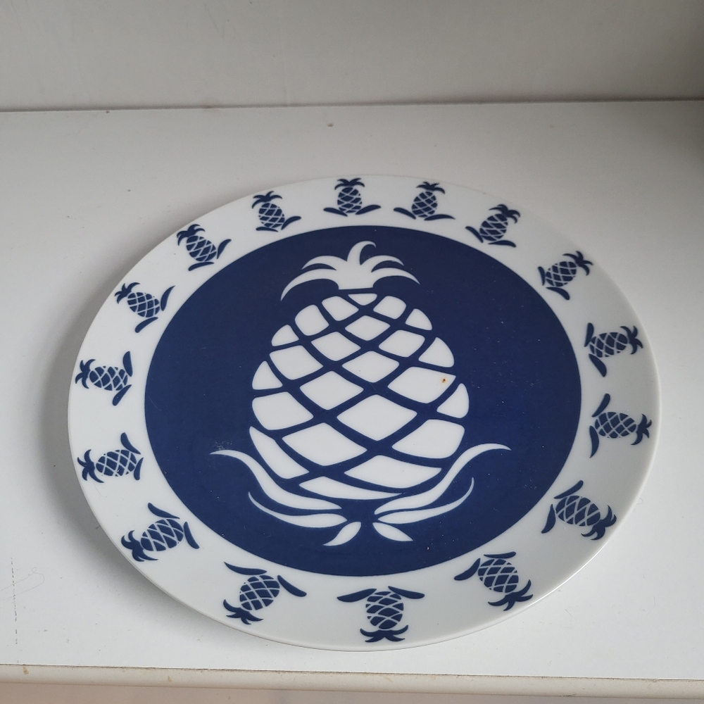 Vintage Curzon Blue and White Pineapple Plate Set Of 2